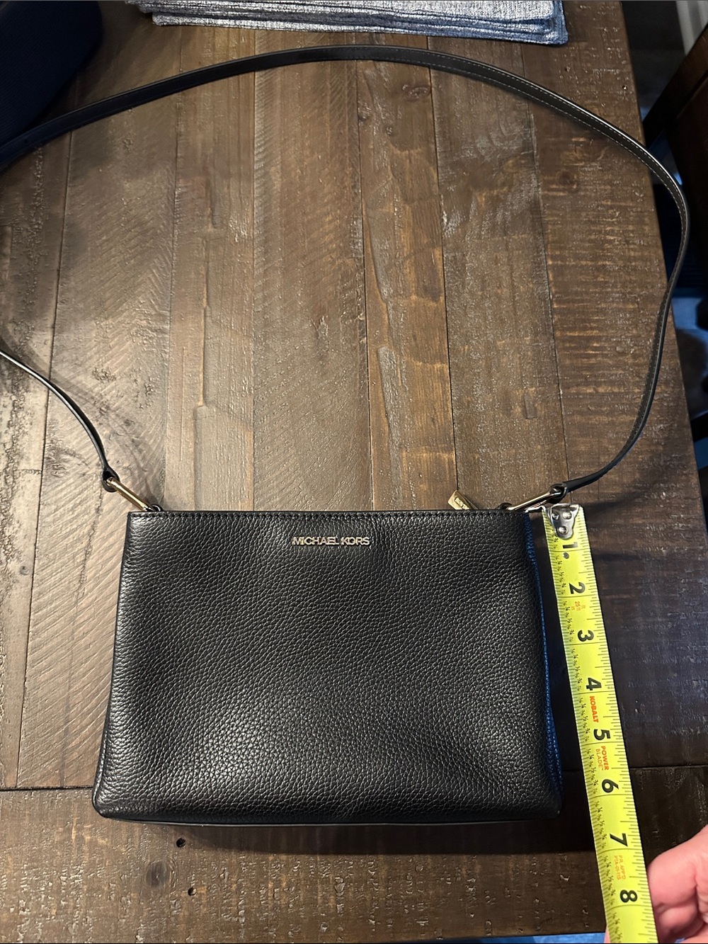 Michael Kors Black Pebbled Leather Crossbody with Gold Logo - Picture 3 of 5